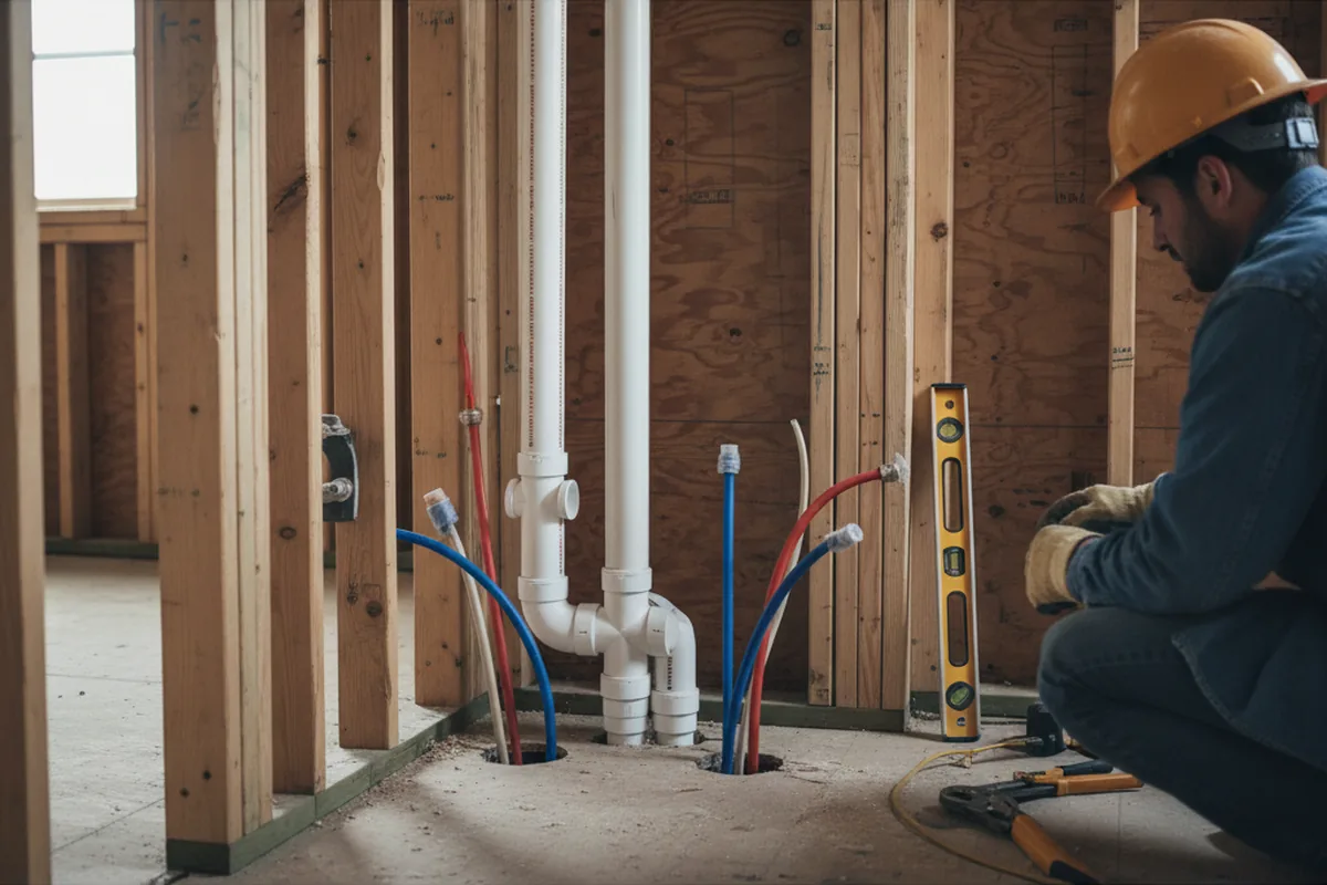 Drain and supply rough-in during Drain Cleaning in Sand Springs