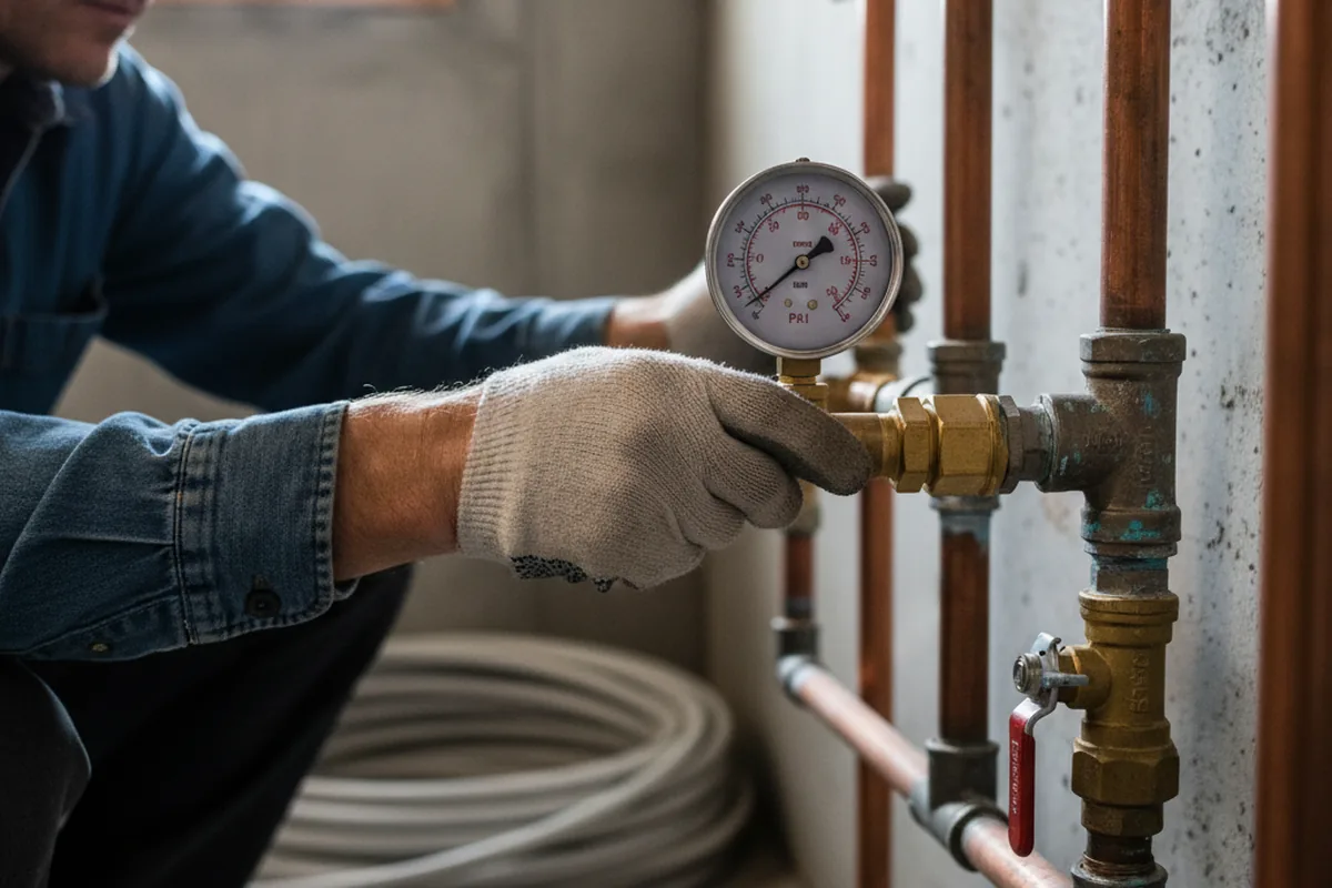 Pressure testing a repaired line during Water Line Repair in Sand Springs